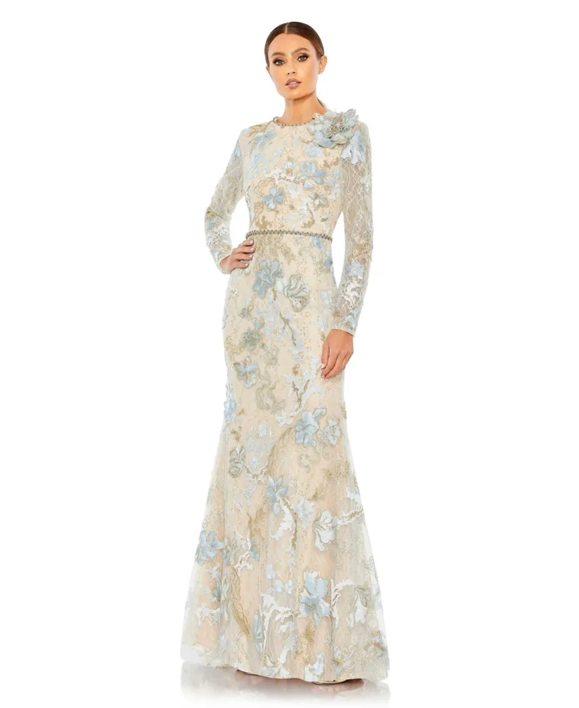 Women's Floral Embroidered Lace Trumpet Gown