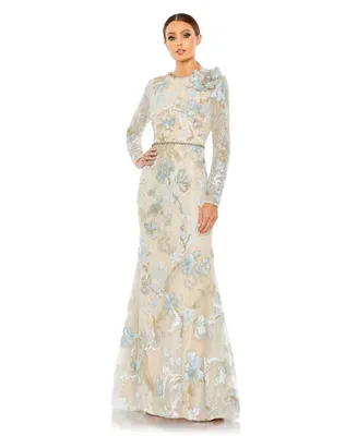 Women's Floral Embroidered Lace Trumpet Gown