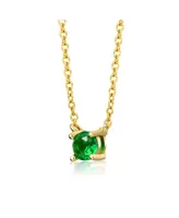 GiGiGirl Kids 14K Gold Plated Overlay Green Cubic Zirconia Stud Necklace