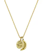 Unwritten Cubic Zirconia Moon and 14K Gold Flash Plated I Love You Pendant Necklace