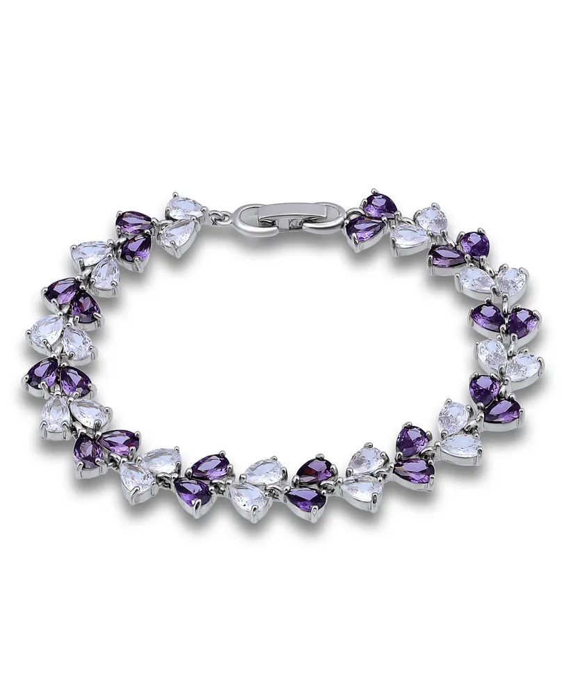 Macy's Cubic Zirconia Purple Clear Alternate Link Bracelet