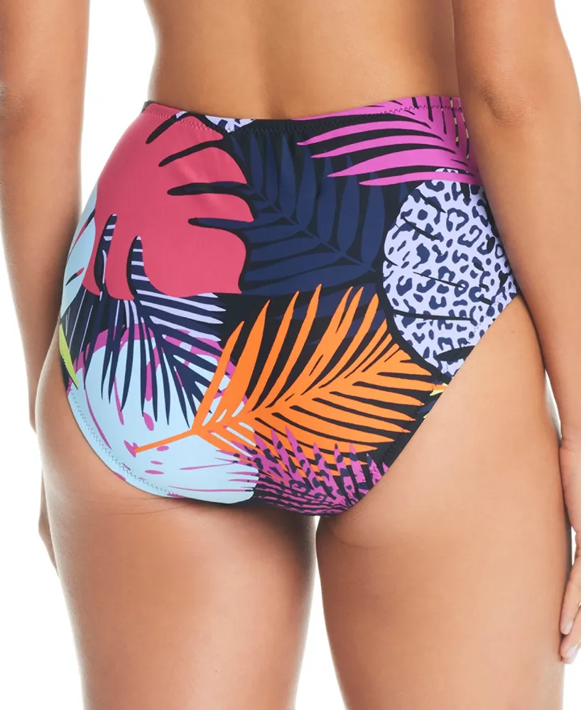 Bar Iii Women's Palm Prowl Side-Ruched Bikini Bottom, Created for Macy's