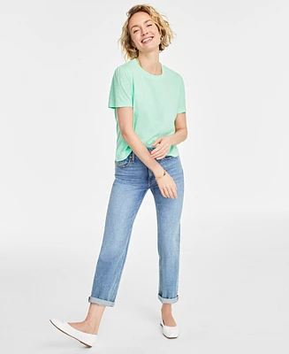 On 34th Women's Gathered-Sleeve Crewneck T-Shirt, Created for Macy's