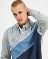 Sun + Stone Men's Spliced Varsity Long Sleeve Polo Shirt, Created for Macy's