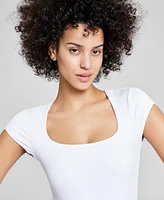 And Now This Women's Double-Layered Ribbed Square-Neck Bodysuit, Created for Macy's