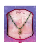 Disney Kid's Princess Tiana Gold-Tone and Green Bead Tiara Pendant Necklace