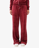 True Religion Women's Velour Straight Leg Pants