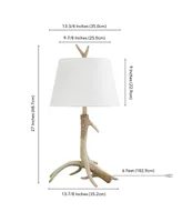 Ellsworth 27" Rustic Lodge Resin Antler Lamp with Linen Shade