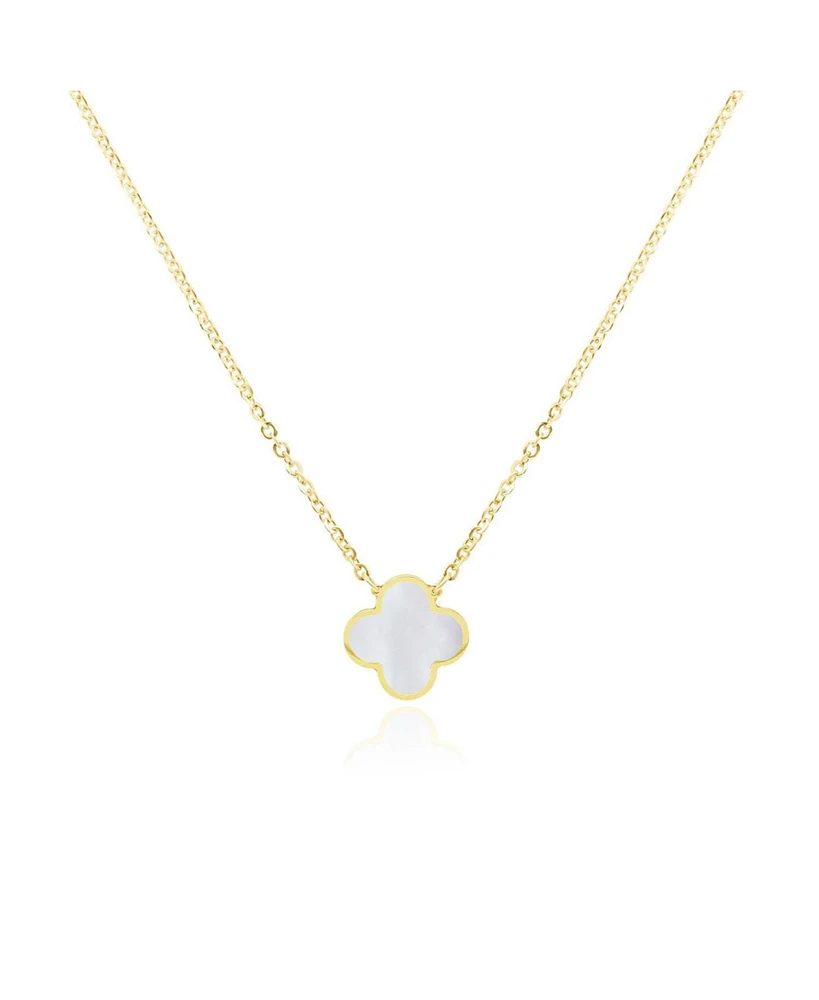 The Lovery Small Mother of Pearl Single Clover Necklace 14K Gold