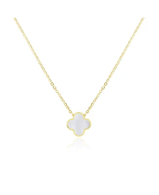 The Lovery Small Mother of Pearl Single Clover Necklace 14K Gold