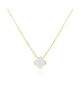 The Lovery Mother of Pearl Single Clover Necklace 14K Gold