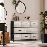 Sorbus 8 Drawers Wide Dresser - Organizer Unit with Steel Frame Wood Top and handle, Fabric Bins Amazing for household decluttering