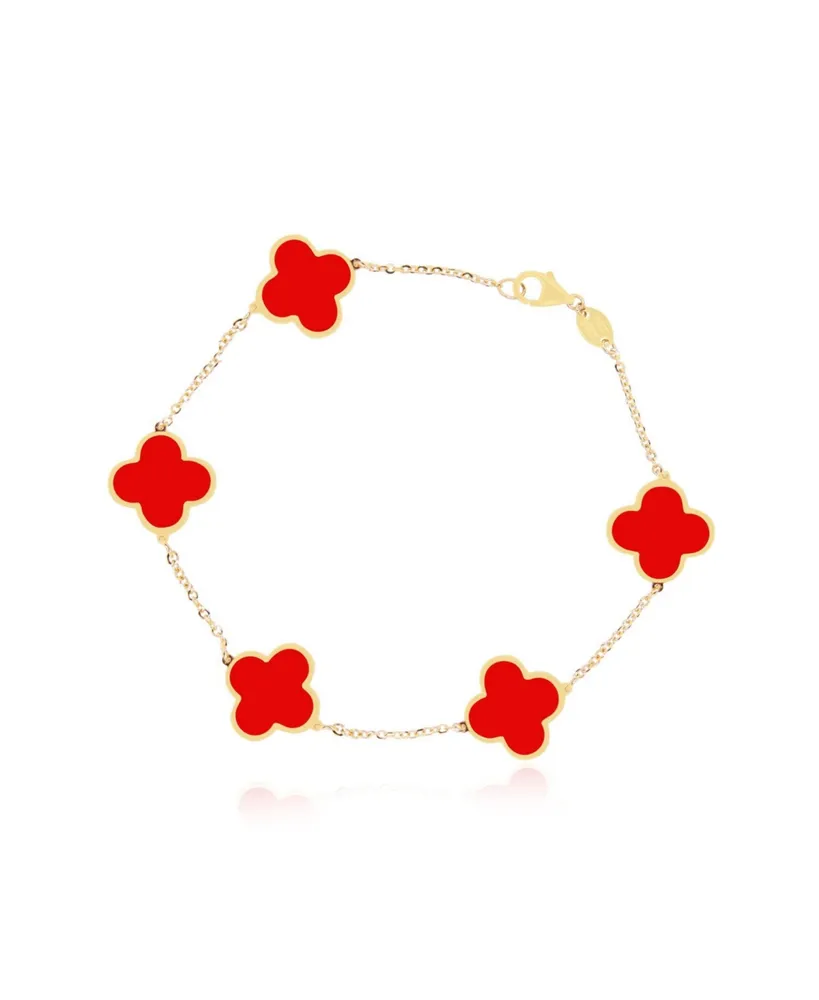 The Lovery Large Coral Clover Bracelet 14K Gold