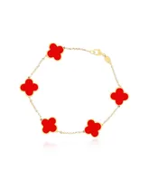 The Lovery Large Coral Clover Bracelet 14K Gold