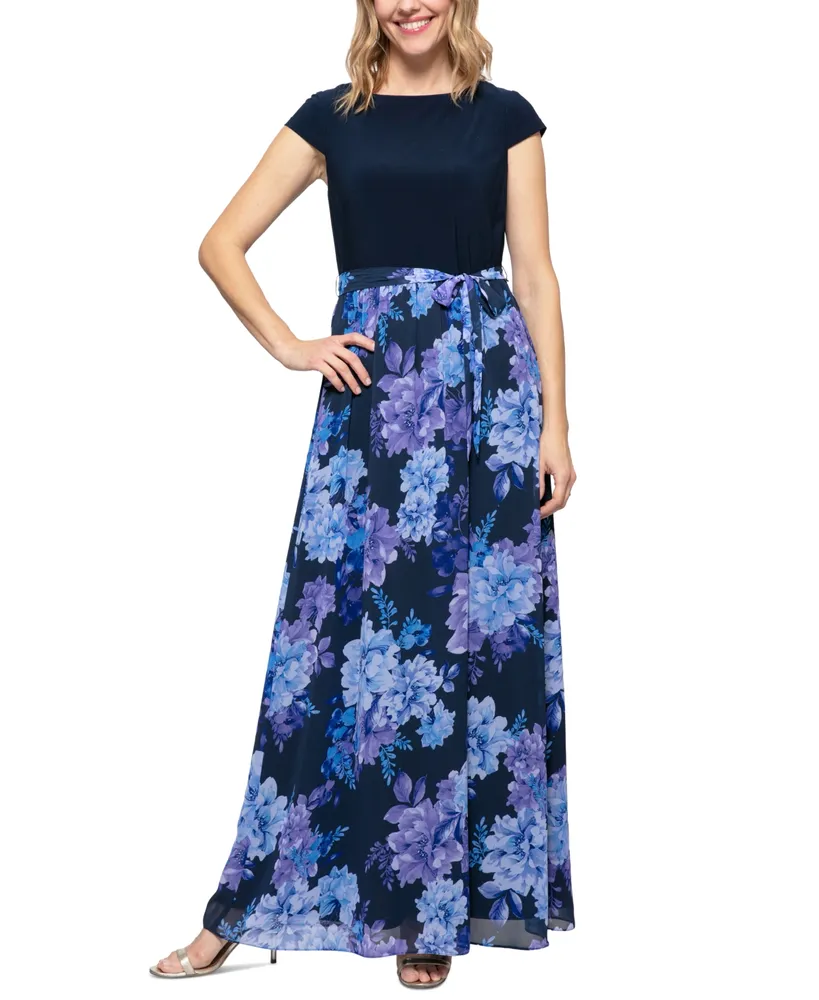 Sl Fashions Women's Mixed-Media Maxi Dress