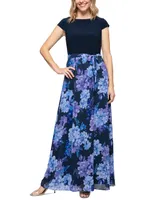 Sl Fashions Women's Mixed-Media Maxi Dress