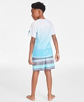 Laguna Big Boys Sundown Stripe E Board Swim Trunks Ombre Spark Short Sleeve Sun T Shirt