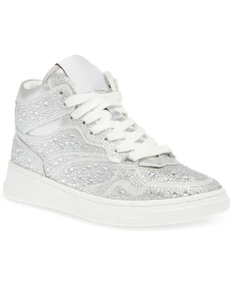 Steve Madden Women's Evans-r Rhinestone Lace-Up High-Top Sneakers