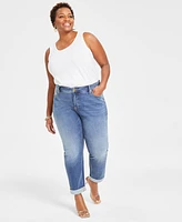 I.n.c. International Concepts Plus Slim Tech Rolled-Cuff Boyfriend Jeans, Created for Macy's