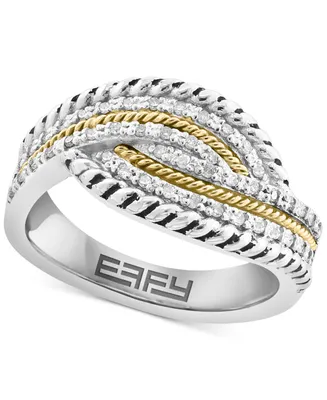 Effy Diamond Swirl Crossover Ring (1/5 ct. t.w.) in Sterling Silver & 18k Gold-Plate