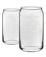 Narbo The Can Chicago Map 16 oz Everyday Glassware, Set of 2