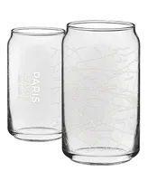 Narbo The Can Paris Map 16 oz Everyday Glassware, Set of 2