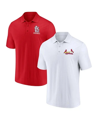Men's Fanatics Red, White St. Louis Cardinals Two-Pack Logo Lockup Polo Shirt Set