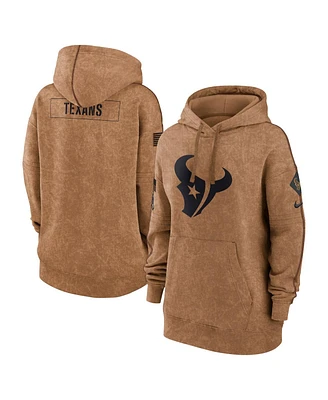 Women's Nike Brown Distressed Houston Texans 2023 Salute to Service Pullover Hoodie