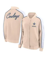Women's Fanatics Tan Dallas Cowboys Lounge Full-Snap Varsity Jacket