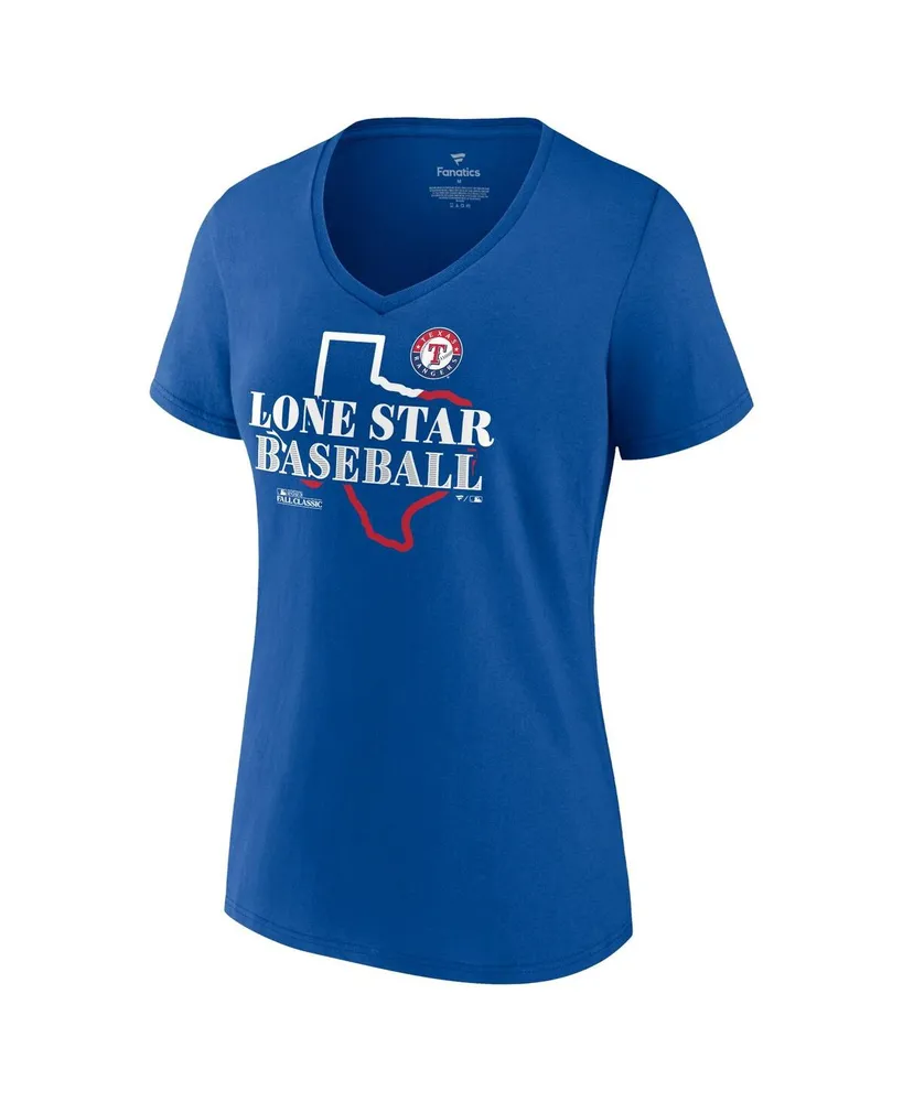 Women's Fanatics Royal Texas Rangers 2023 World Series Hometown V-Neck T-shirt