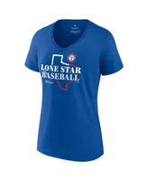Women's Fanatics Royal Texas Rangers 2023 World Series Hometown V-Neck T-shirt