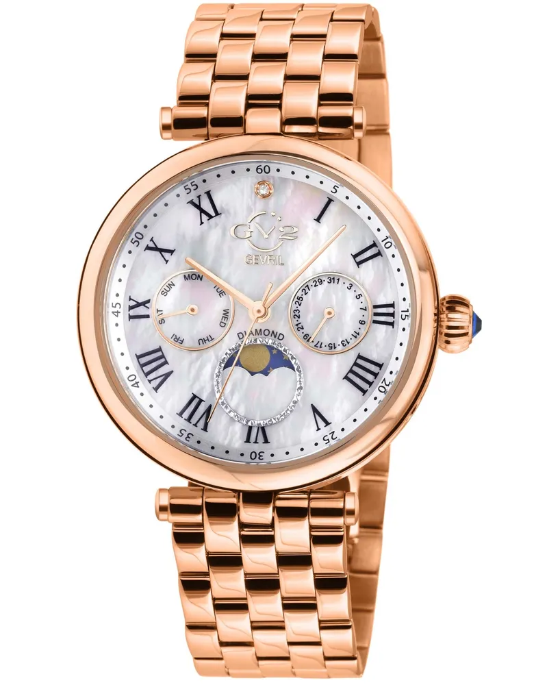 GV2 by Gevril Women's Florence Rose Gold Stainless Steel Watch 36mm