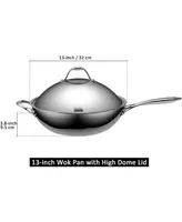 Cooks Standard Wok Multi-Ply Clad Stir Fry Pan, 13" with High Dome lid, Silver