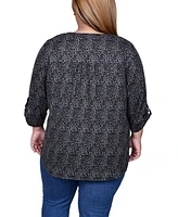 Ny Collection Plus 3/4 Roll Sleeve Top