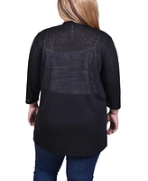 Ny Collection Plus 3/4 Sleeve Two Pocket Cardigan Sweater