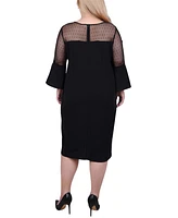 Ny Collection Plus Illusion Neck Scuba Dress