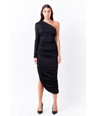 Women's Asymmetrical Knit Midi Dress