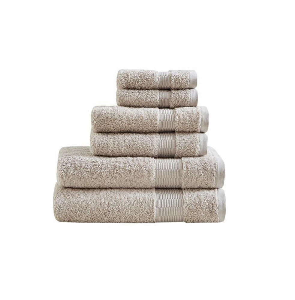 Home Outfitters 100% Cotton 6pcs Bath Towel Set , Absorbent, Bathroom Spa Towel, Glam/Luxury