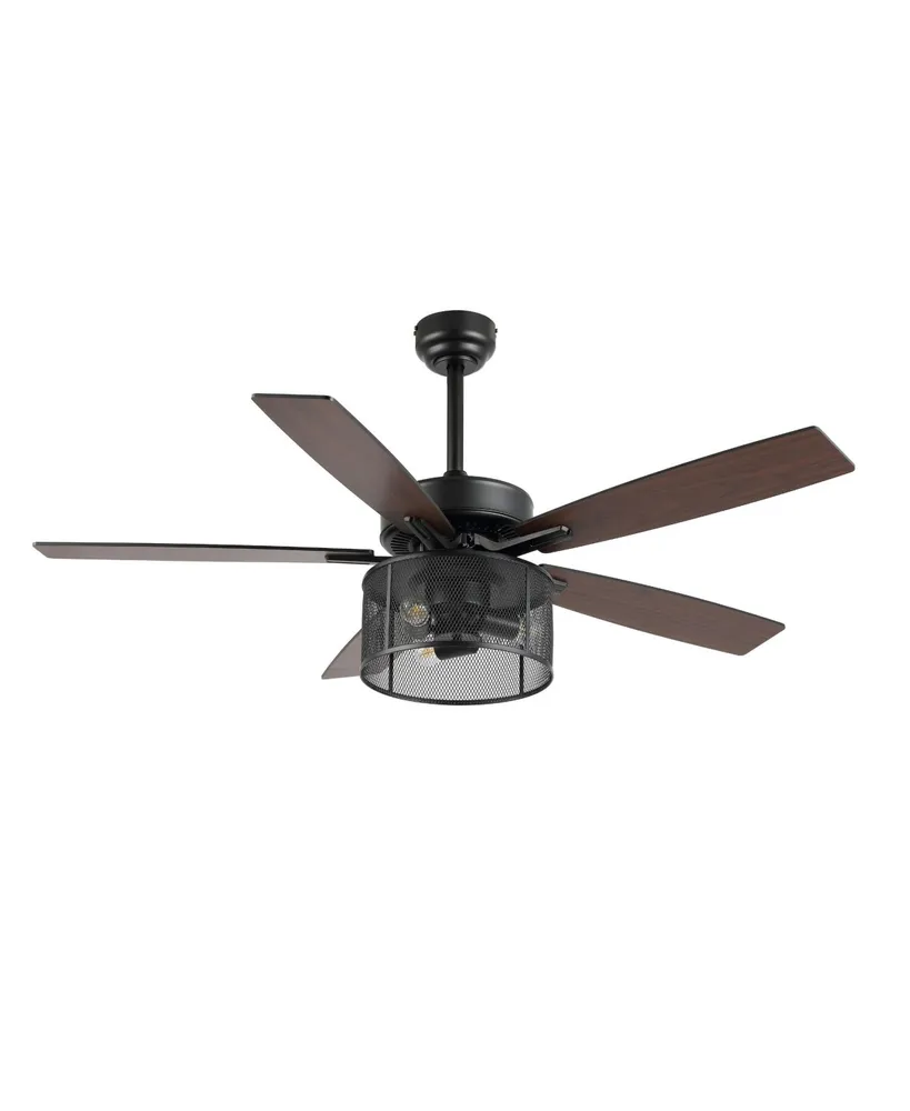 Jonathan Y Max Farmhouse Industrial Iron/Wood Mobile App remote Controlled Led Ceiling Fan