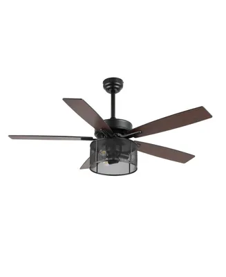 Max Farmhouse Industrial Iron/Wood Mobile App remote Controlled Led Ceiling Fan