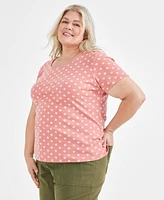 Style & Co Plus Size Short-Sleeve Scoop Neck Printed Top, Created for Macy's