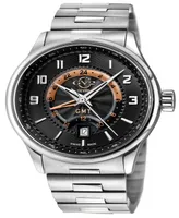 GV2 by Gevril Men's Giromondo Silver-Tone Stainless Steel Watch 42mm