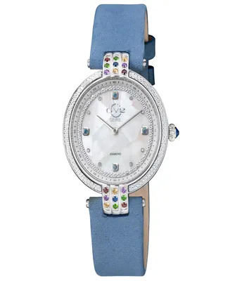 GV2 by Gevril Women's Matera Light Blue Leather Watch 35mm