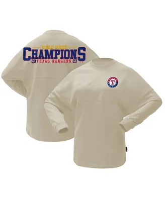 Women's Spirit Jersey Cream Texas Rangers 2023 World Series Champions Sparkle Long Sleeve T-shirt