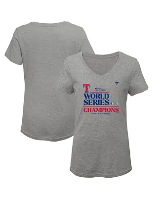 Big Girls Fanatics Heather Gray Texas Rangers 2023 World Series Champions Locker Room T-shirt
