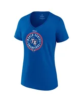 Women's Fanatics Royal Texas Rangers 2023 World Series Champions Stealing Home V-Neck T-shirt