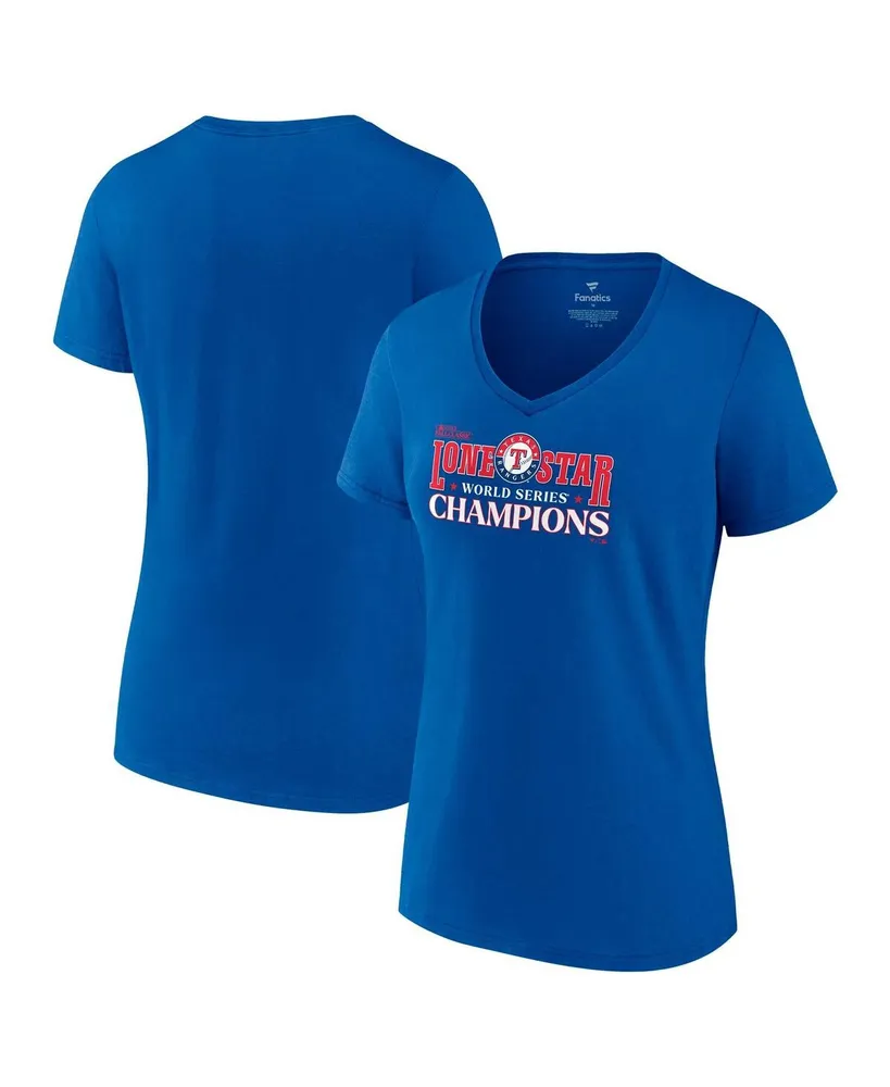 Women's Fanatics Royal Texas Rangers 2023 World Series Champions Hitting Streak V-Neck T-shirt