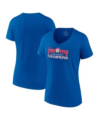 Women's Fanatics Royal Texas Rangers 2023 World Series Champions Hitting Streak V-Neck T-shirt