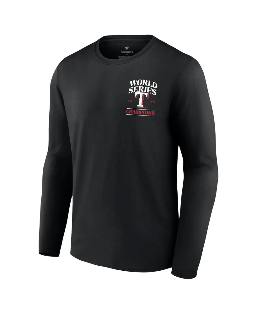 Men's Fanatics Black Texas Rangers 2023 World Series Champions Signature Roster Long-Sleeve T-shirt