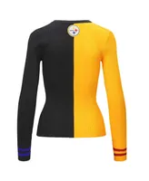 Women's Staud Gold, Black Pittsburgh Steelers Cargo Sweater